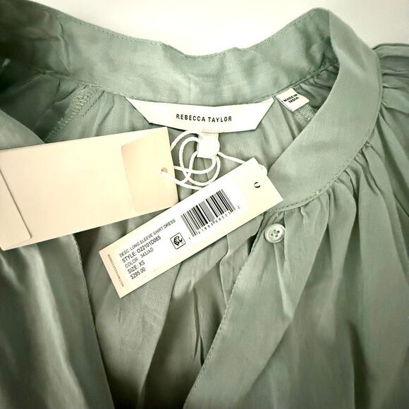NWT Rebecca Taylor long sleeve cotton shift dress. Color: mint. Size XS - Picture 15 of 15